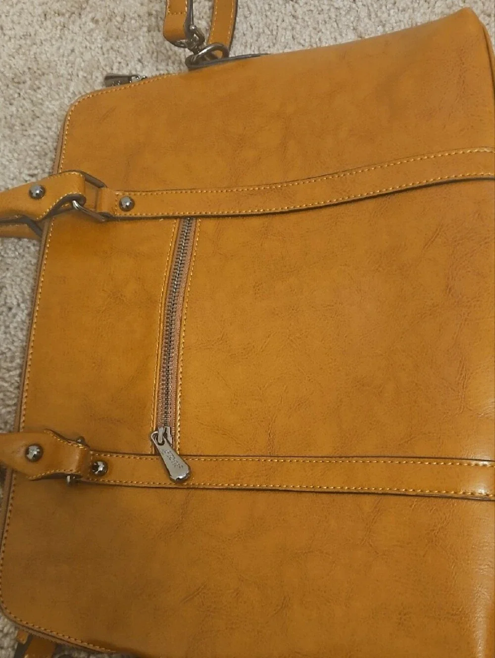 Men's Tan Professional Briefcase Tote - Smooth Work Bag